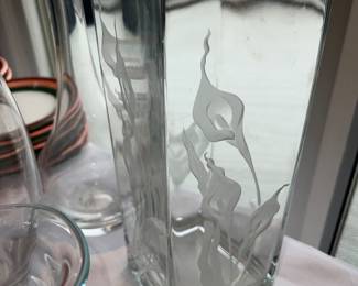 etched glass vase