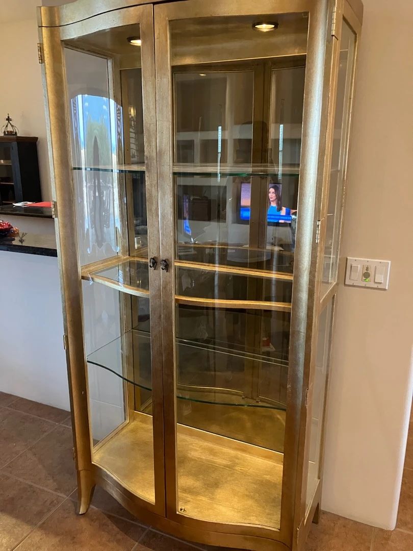 Gorgeous Gold Henredon Lighted Cabinet