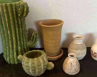 Pottery and Plastic Cactus Pots