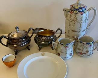 Assorted China And Silver Plated Pieces