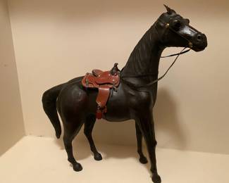 Vintage Hand Made Leather Horse Statue