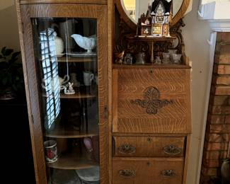 Vintage Tiger Oak Side by Side Secretary