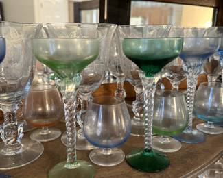 Colorful Vintage Cognac and Wine Stems