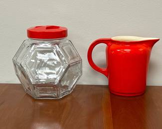 Lot 2915 Vintage Red Pitcher Candy Storage Jar
