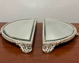 Lot 7490 Vintage SemiCircle Mirror Plateaus Silverplated