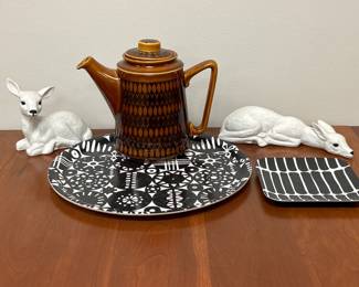 Lot 2917 Marimekko Tray Bengt Lotta Swedish Tray Vintage Teapot Deer Figurines