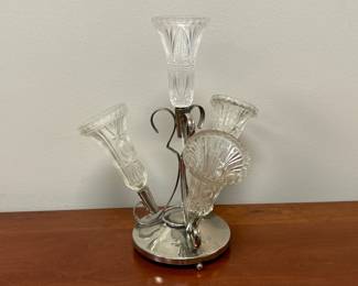Lot 7483 Vintage 4 Horn Silver Plate Epergne Trumpet Vase