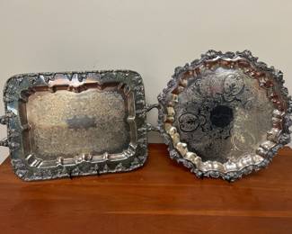 Lot 7493 Vintage Silverplated Serving Trays