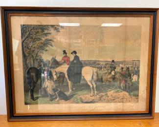 Lot 7458 Vintage Fox Hunting Art Print The Meet by J. West Giles