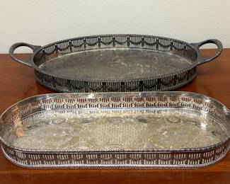 Lot 7488 Silver Plated Gallery Serving Trays