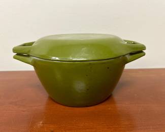 Lot 7471 Vintage Copco Denmark Green Enamel Casserole Dutch Oven