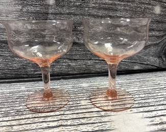 Pink depression wine goblets