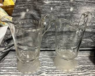 EAPG frosted glass milk pitchers