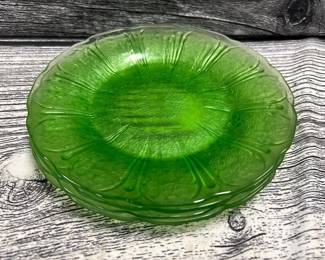 Green depression cherry blossom plates