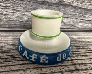Vintage cafe de la leuch match strike holder, chip mark on green trim.