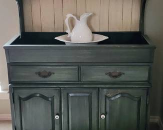 Antique Wash Stand w/ Pitcher & Wall Basin