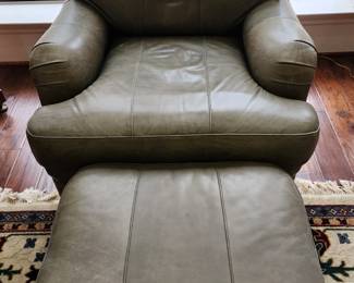 Hancock & More Leather Chair & Ottoman 