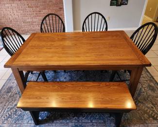 Solid Wood Kitchen Table w/ Bench & Chairs 