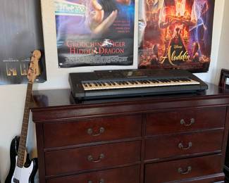 keyboard, movie posters, 6 drawer dresser with mirror