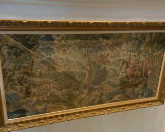 antique Persian tapestry, framed