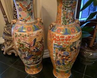 Asian urns, hand painted