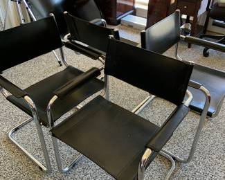 Italian leather and chrome chairs