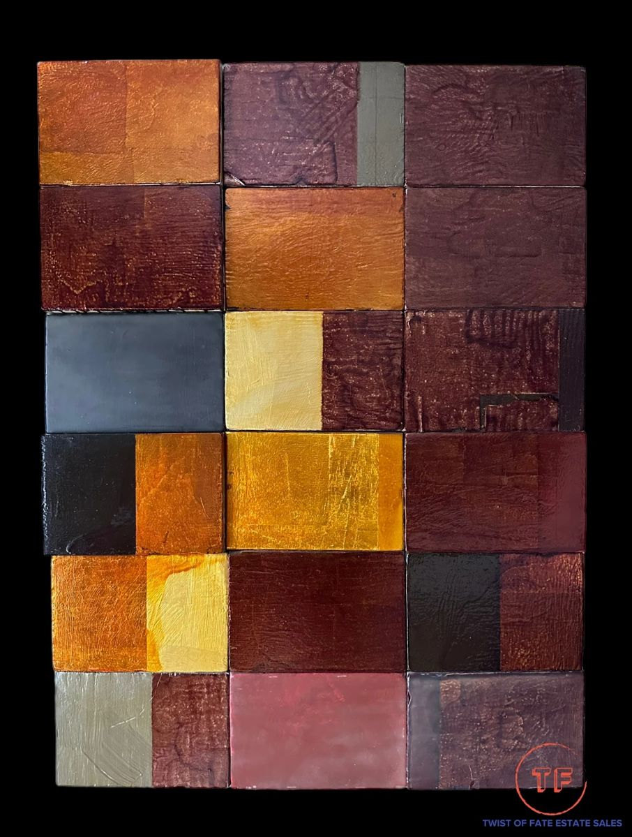 STEVE JOY "Anegada Night Painting II" Painted Mixed Media Wood Cube Wall Art