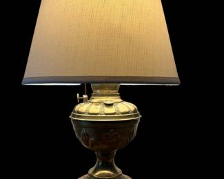 P&A ROYAL Converted Antique Brass Oil Lamp