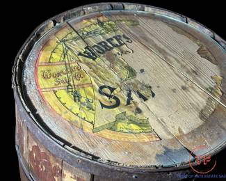 Early 1900's WORCESTER SALT CO Wood Barrel