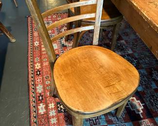 Antique Primitive Farmhouse Table with Primitive Chairs Set
