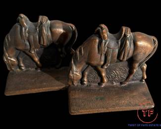 Vintage VERONA Bronze Saddled Horse Bookends