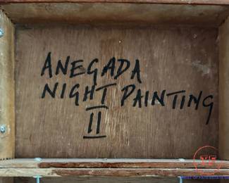 STEVE JOY "Anegada Night Painting II" Painted Mixed Media Wood Cube Wall Art