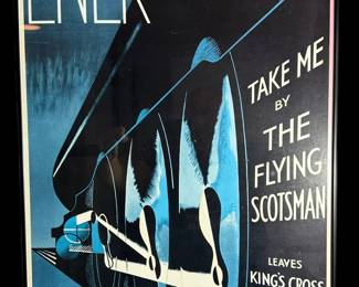 Vintage 1930's Framed Flying Scotsman Railway Poster