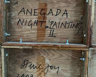 STEVE JOY "Anegada Night Painting II" Painted Mixed Media Wood Cube Wall Art