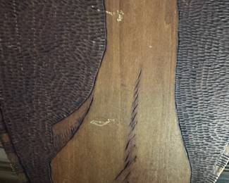 Antique Pyrography Plaque of Woman Golfing