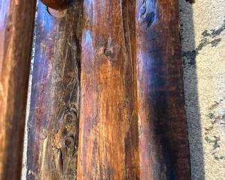 Antique ADIRONDACK Old Hickory Style Log Table with Split Log Benches