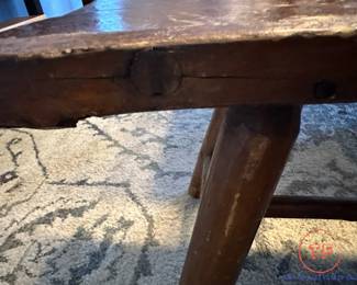 Antique ADIRONDACK Old Hickory Style Log Table with Split Log Benches