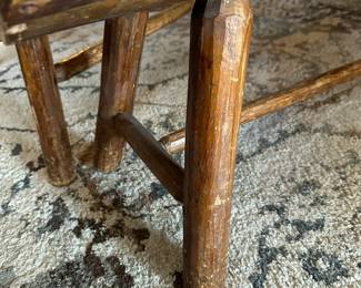 Antique ADIRONDACK Old Hickory Style Log Table with Split Log Benches