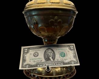 P&A ROYAL Converted Antique Brass Oil Lamp