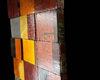 STEVE JOY "Anegada Night Painting II" Painted Mixed Media Wood Cube Wall Art