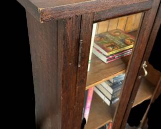 Antique Wainscot Glass Front Library Cabinet
