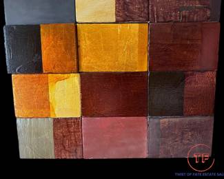 STEVE JOY "Anegada Night Painting II" Painted Mixed Media Wood Cube Wall Art