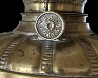 P&A ROYAL Converted Antique Brass Oil Lamp