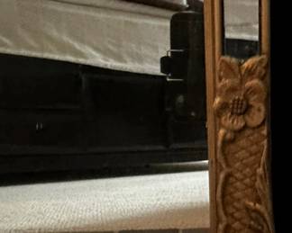 Large Gilt Wood Carved Floral Tassels and Drapery Louis XVI Style Console Wall Mirror