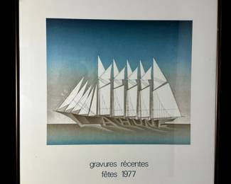 1977 La Hune Framed Poster (JEAN-MICHEL FOLON)