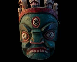 Vintage TIBETAN Style Protective MASK - GREEN MAHAKALA