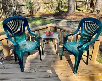 4 Plastic Green Chairs 