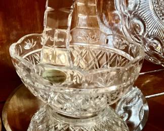 Crystal Handled Basket Candy Dish