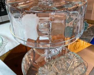 Cake Plate w/ Dome & Crystal Covered Butter Dish