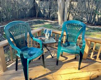4 Plastic Stackable Lawn Chairs 